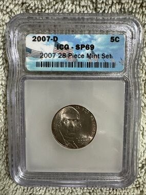 2007-D Jefferson Nickel in Plastic Slab - Silver Tone